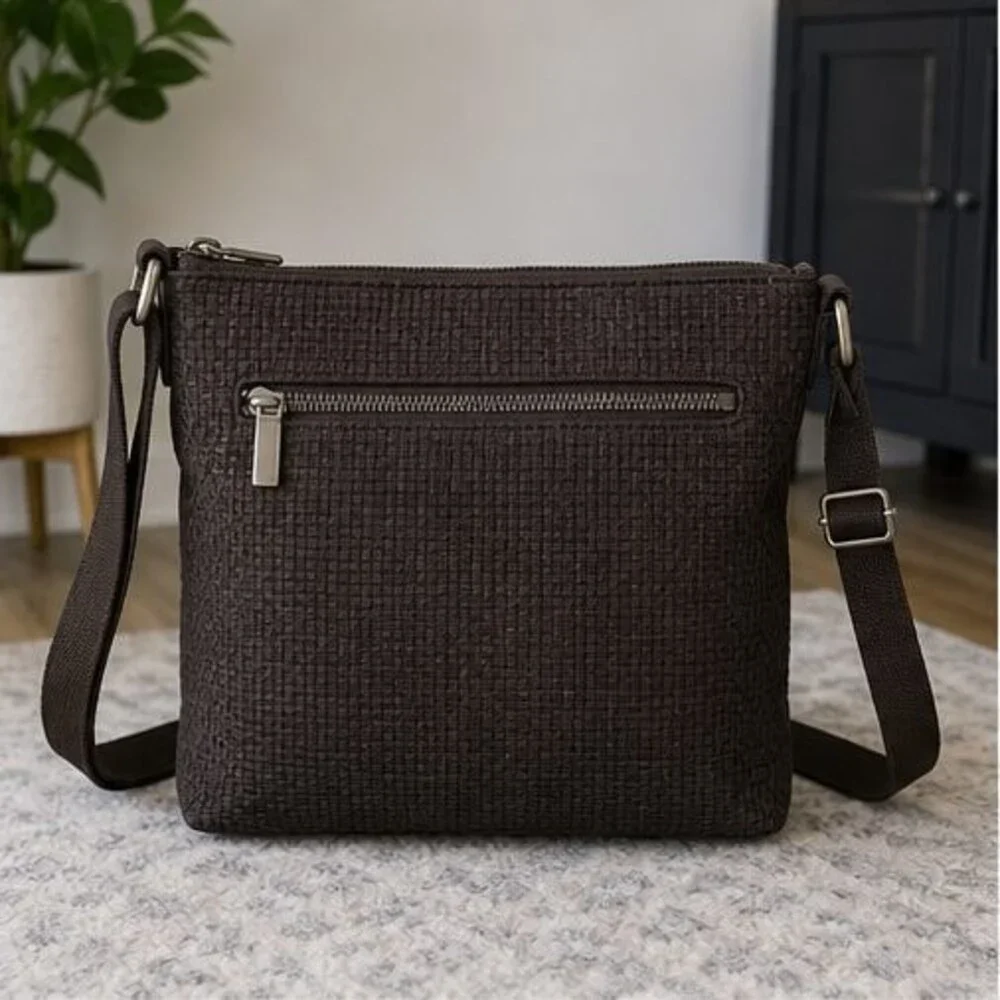 Espresso Woven Crossbody Bag